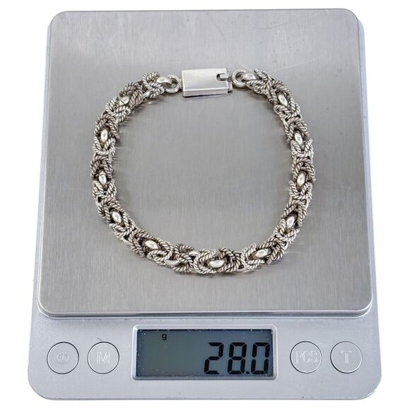 Vintage Mexico TJ-53 Sterling Silver 925 Byzantine Chain Bracelet 8" - Picture 5 of 5